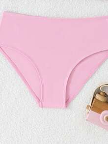 少女比基尼套装，可爱女孩度假学院风休闲粉色条纹蝴蝶结针织面料荷叶边装饰吊带两件式泳衣，时尚优雅女士适合游泳、夏季度假、海滩、泳池、假日派对 - 粉色 - 查看 5