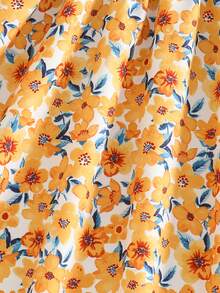 SHEIN Sparklyn Đầm dệt kim tay ngắn họa tiết da báo phối màu dành cho bé gái tuổi teen, thích hợp mặc hàng ngày, thoải mái và đa năng. - Màu vàng - Xem 3