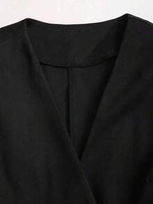 Sweetra Elegante chaqueta tipo blazer de estilo francés con diseño de escote en V y tirantes cruzados en color negro, moda minimalista y práctica para mujer, para primavera/verano - Negro - Ver 5