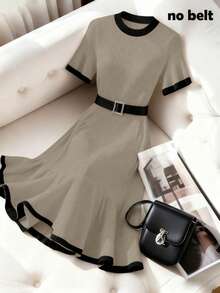 Ellegaria. Mẫu đầm len nữ thanh lịch ôm sát, gợi cảm, mới về mùa xuân/thu với thiết kế tinh tế. - Lạc đà - Xem 8