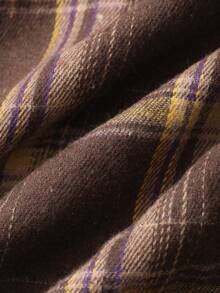 DAZY 女士格子印花纽扣长袖休闲衬衫 - 棕色 - 查看 8