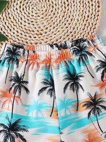 Shorts décontractés imprimés amples pour jeunes garçons, convenant pour les loisirs quotidiens, la plage, la photographie de rue, les rassemblements au printemps et en été - Bleu azur - Voir 7