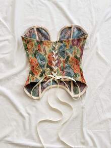 Soleia 女士优雅提花交叉露背抹胸上衣，夏季必备 - 彩色 - 查看 2