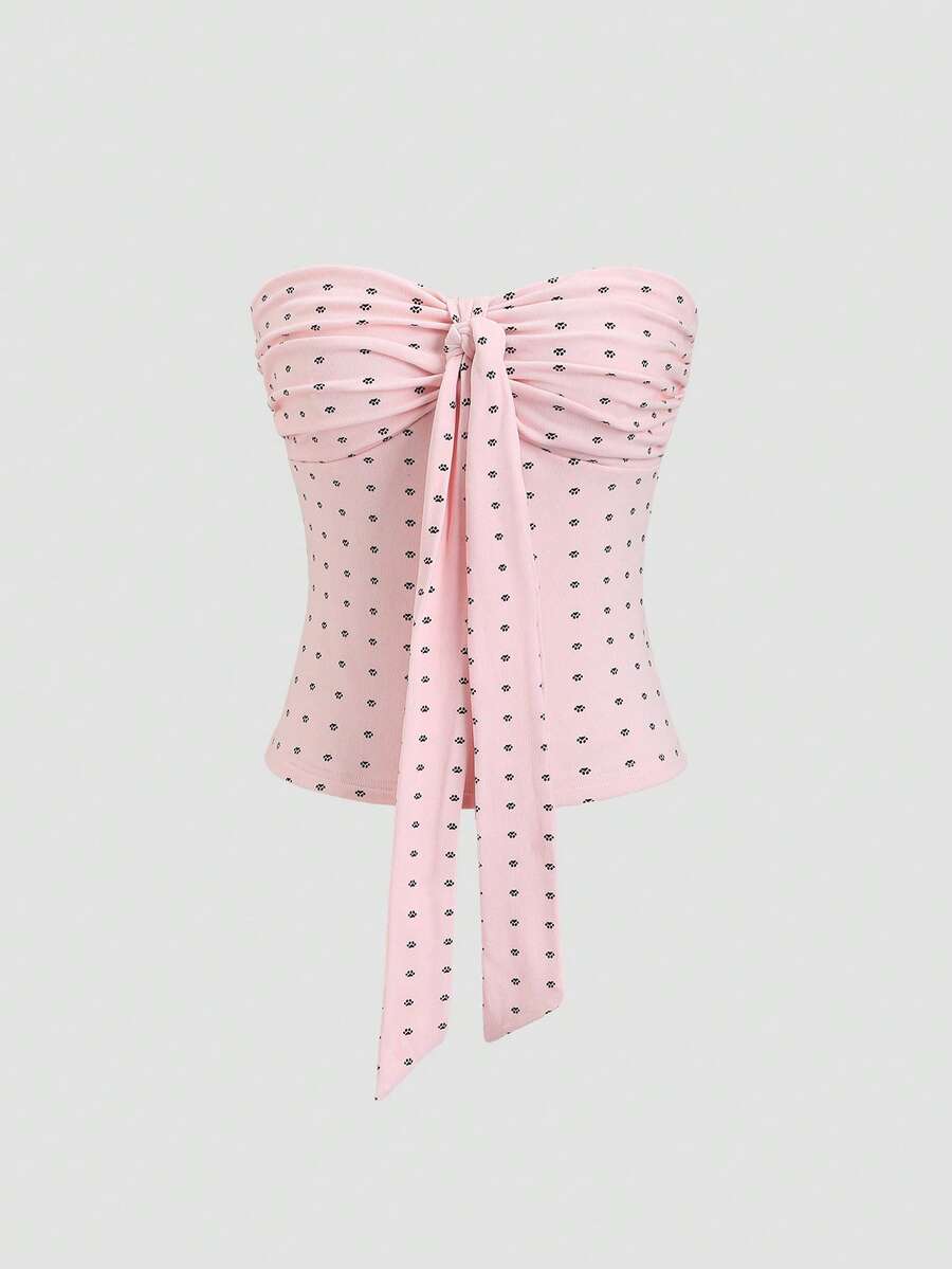 Sweetra Áo dệt kim buộc ngực thời trang mới, đa năng dành cho nữ - Màu Hồng baby - Xem 1