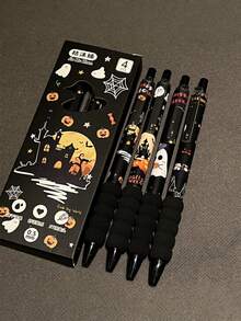 Bộ 4/8/12 bút bi gel chủ đề Halloween với đường kính ngòi 0.5mm, có hình ma, bí ngô và mũ phù thủy - Hoàn hảo làm quà tặng khen thưởng trong lớp học hoặc quà tặng văn phòng phẩm cho năm học mới. - Nhiều màu - Xem 4