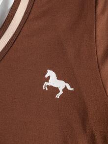 SHEIN Streecool Kids 2件套绅士风二合一Polo衫和休闲长裤，适合青少年男孩 - 棕色 - 查看 3