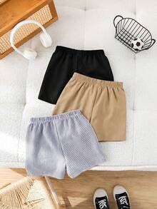 SHEIN 3件装男童短裤 - 卡其色 - 查看 7