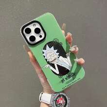 Rick and Morty X SHEIN 瑞克和莫蒂卡通设计双色透明手机防摔壳，适用于新款苹果iPhone 11/12/13/14/15/16 Pro Max，男女款均有，可作为节日礼物 - 彩色 - 查看 2