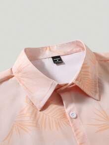 Manfinity RSRT Men's All-Over Print Single-Breasted Casual Versatile Daily Wear Short Sleeve Shirt - Orange - View 5