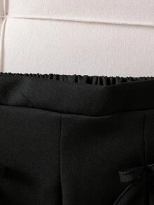 Souflis Souflis Young Girls 2-Piece Set: Sleeveless Pearl Button Vest + Bowknot Pleated Skirt, Sweet Pink, Elegant Lady Style, Casual Summer Outfit - Black - View 6