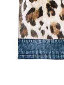 EMERY ROSE Leopard Print Patchwork V-Neck Short Sleeve Casual Plus Size T-Shirt, Spring & Summer - Multicolor - View 3