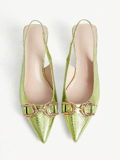 CUCCOO CHICEST Zapatos de tacón con decoración metálica y punta fina elegantes y de moda para mujer