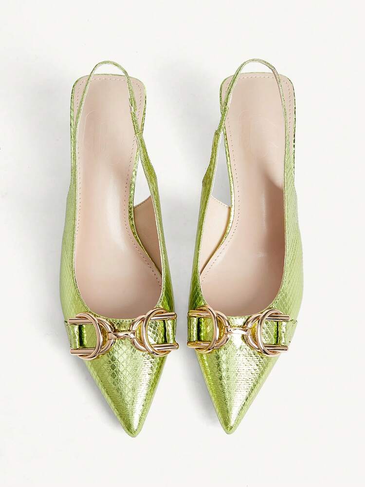 CUCCOO CHICEST Women's Fashionable Elegant Pointed Toe Metal Decor Pumps Summer Shoes Wedding Shoes Bride Shoes