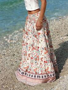 INAWLY Women's Casual Paisley Print Skirt - Multicolor - View 6