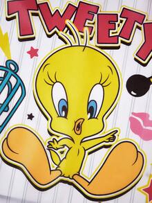 LOONEY TUNES X SHEIN 1个可爱卡通人物印花可折叠购物袋/手提袋，带珠链小收纳袋，可挂在包上，轻便易携，适合购物、通勤、郊游、运动、休闲等场合，Tweedy Bird品牌 - 混色 - 查看 5