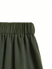 Elenzga Mẫu quần ống rộng màu xanh quân đội cổ điển mới năm 2026, kiểu dáng suông cạp cao, thích hợp cho nữ giới vào mùa xuân và mùa thu. - xanh quân đội - Xem 6