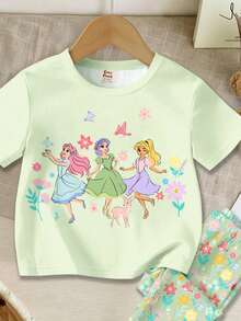 SHEIN Màu xanh bạc hà, xoay tròn đón mùa xuân, nàng công chúa ngọt ngào dễ thương, họa tiết hoa Bohemian, hoa lá, bộ áo thun ngắn tay cổ tròn rộng rãi thoải mái cho bé gái và quần legging, thích hợp cho mặc hàng ngày mùa xuân/hè, kỳ nghỉ, lễ hội, không khí mùa xuân, không khí mùa hè, trang phục mùa xuân & hè cho dã ngoại, dễ chịu, bộ đồ bé gái sành điệu, trang phục thường ngày, công chúa, bộ áo thun in hình hoa, bộ đồ mùa xuân & hè, phong cách mới, thư giãn, không khí mùa xuân, mùa hè thư thái - Nhiều màu - Xem 5