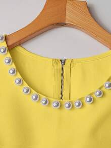 Franclia 法式高级时尚立体串珠无袖上衣搭配层叠阔腿裤夏季两件套 女士夏季服装 夏季两件套 夏季女装两件套 女士夏季套装 女士两件套服装 女士黄色套装 女士夏季套装 女士两件套服装 女士两件套 女士夏季两件套 女士套装 女士两件套服装 女士套装 无袖上衣搭配阔腿裤 - 鵝黃色 - 查看 3