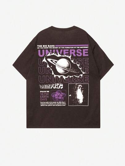 ROMWE MEN Street Life 男士圆领字母印花休闲百搭日常短袖T恤