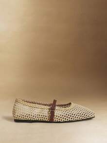 Rosivie Stylish And Exquisite Mesh Hollow Flat Women's Shoes, Fashionable And Comfortable, French Square Toe Elegant Flat Shoes - Naturals 2 - View 2