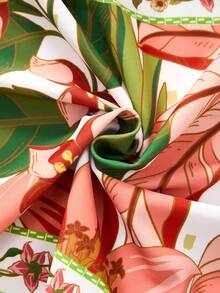 Swim Oasis Women's Fashion Botanical Print Halter One-Piece Swimsuit + Skirt Beach Holiday Swimwear Set - Multicolor - View 3