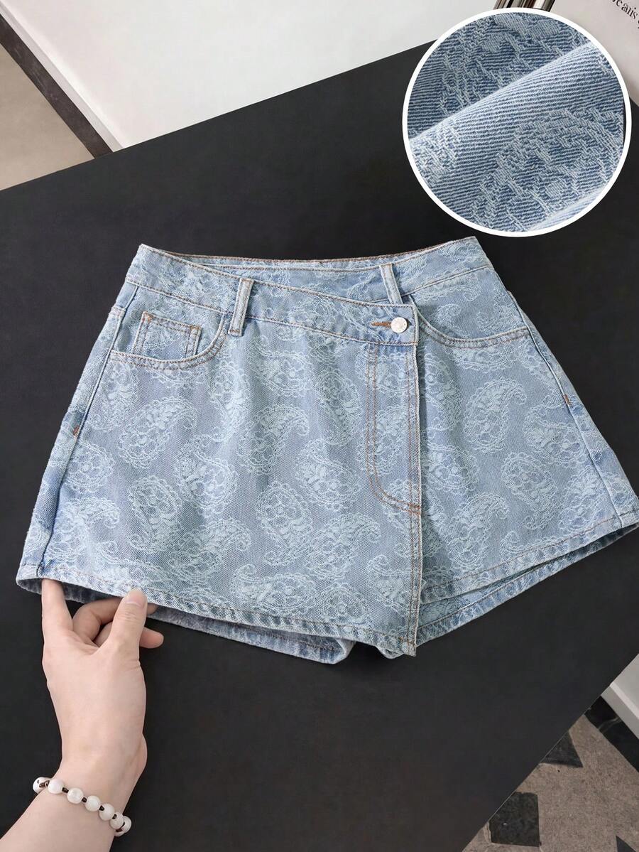 GlowEve Women's Casual Everyday Pocketed Button Denim Shorts - Blue - View 1