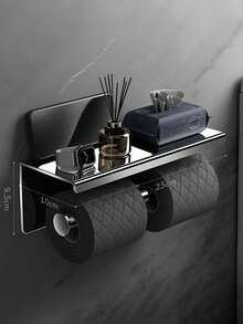 Tempat Penyimpanan Kertas Gulung Tanpa Lubang, Baja Tahan Karat 304, Rak Penyimpanan Ponsel Toilet, Kotak Tisu Toilet, Tempat Tisu yang Dipasang di Dinding - MultiWarna - View 9