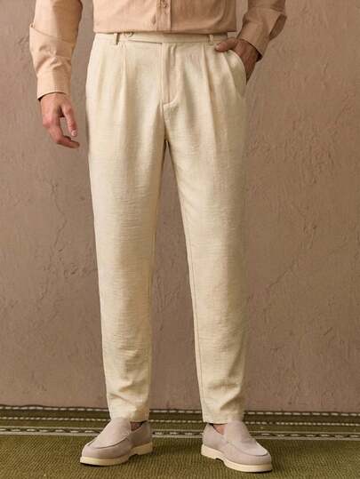 HIMLAND Pantalones de traje casuales y versátiles de unicolor para hombres