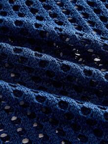 ROMWE MEN Street Life Men's Street Style Jacquard Hollow-Out Top - Royal Blue - View 5