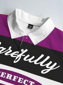 PAVTROS 男士短款时尚Polo衫，宽松短款版型，年轻街头风格，融合嘻哈文化元素，适合追求独特街头时尚的年轻人。 - 紫色 - 查看 4