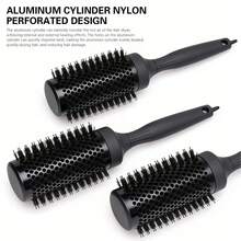 1 paquet Peigne rond ionique professionnel, cylindre métallique antistatique, poils en nylon, manche avec brosse à dents, sectionne les cheveux - convient pour les cheveux secs, coiffés, bouclés et lisses, convient à tous les types et volumes de cheveux, réduit les frisottis et l'huile, noir, 4 tailles, convient à toute la famille, peigne à cheveux, outil de coiffage, essentiel pour la coiffure, les salons de beauté, la rentrée scolaire, les voyages et les vacances. - Multicolore - Voir 9