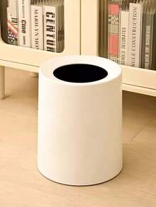 Coș de gunoi circular cu două straturi, design minimalist nordic, potrivit pentru camere de zi, dormitoare, bucătării, băi, birouri, coș de șervețele de mare capacitate, de înaltă calitate - alb - Vizualizare 3