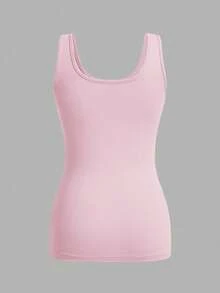 SHEIN Essnce 3pcs/Set Casual Minimalist Black, Pink, White Fitted Round Neck Camisole Tops, Suitable For Spring/Summer,Summer Top - Multicolor - View 8