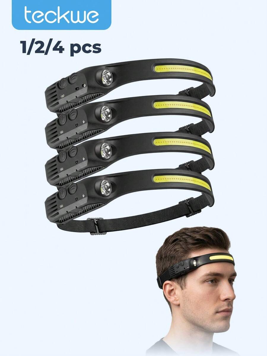 Teckwe LED Headtorch, Light Head Torch Rechargeable, Headlamp With Motion Sensor, Super Bright Wide Beam Headtorch For Running, Camping, Hunting, Hiking, Fishing - Multicolor - View 1