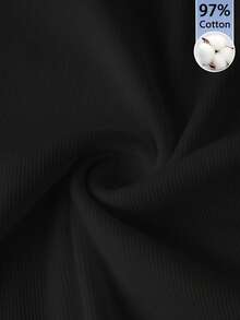 Slaydiva 97% Cotton Ribbed Casual Basic Summer Round Neck Short Sleeve Slim Fit Side Ruched Ribbed Stretchy T-Shirt - Black - View 3