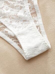 Charlaine 1pc Lace Patchwork Women's Thong Panty - White - View 11