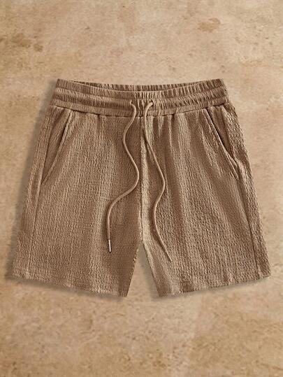 HIMLAND Men's Casual Solid Color Knit Shorts, Summer
