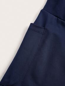 SHEIN EZwear Leggings Plus Size Azul Marinho para Mulheres - Azul Marinho - Visão 4