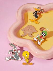 LOONEY TUNES X SHEIN 5pcs Cute Cartoon Zinc Alloy Brooch Pins Set,Bag Charm Ornament,Suitable As Gift, Collection, Memorabilia,Tweey&Bunny Bugs ,Unisex,Versatile - Nhiều màu - Xem 5