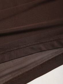 Sweetra 新款春夏网纱连衣裙，适合度假穿着 - 棕色 - 查看 7