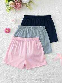 SHEIN 6件套女婴幼儿新生儿0-3岁春夏新款可爱兔子纯色条纹T恤短裤套装 - 彩色 - 查看 7