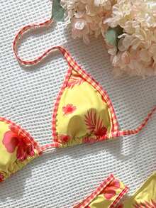 Swim Vcay 3件套性感挂脖比基尼套装，女士度假沙滩泳装 - 彩色 - 查看 4