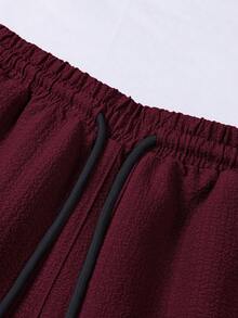 Manfinity RSRT Men's Casual Vacation Short Sleeve Shirt Set - Burgundy - View 5