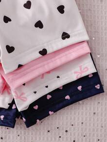 8pcs/Set Girls Minimalist Fashion Pink & White Sweet Heart Lash Polka Dot Print Camisole & Shorts Underwear Set - Multicolor - View 5