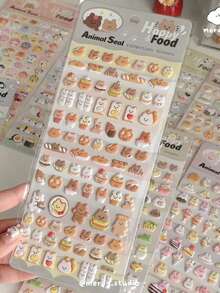 MINKOJA 1张3D迷你动物贴纸 快乐食物系列 返校季，返校用品 - 彩色 - 查看 11