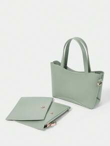 SHECARRY Borsa da donna di piccole dimensioni, di colore marrone scuro, delicata, adatta per l'uso quotidiano - verde tenero - Visualizzare 6