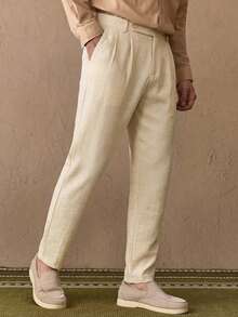 HIMLAND 男士休闲百搭纯色西装裤 - 米色 - 查看 1