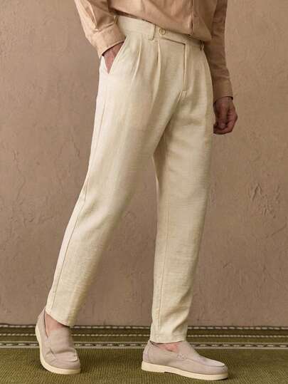 HIMLAND Quần tây nam thường ngày, màu trơn, đa năng.