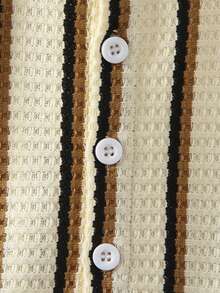 男童休闲短袖衬衫搭配破洞牛仔裤 - 杏色 - 查看 6