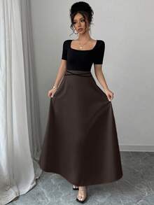 Rafferiza Petite Đầm ngắn tay ôm dáng thanh lịch dành cho nữ, đầm midi dệt kim thắt eo phối nhiều mảnh, đầm dự tiệc bãi biển, đầm cocktail màu trơn phối nhiều mảnh, đầm đi nghỉ mát. - Nhiều màu - Xem 5